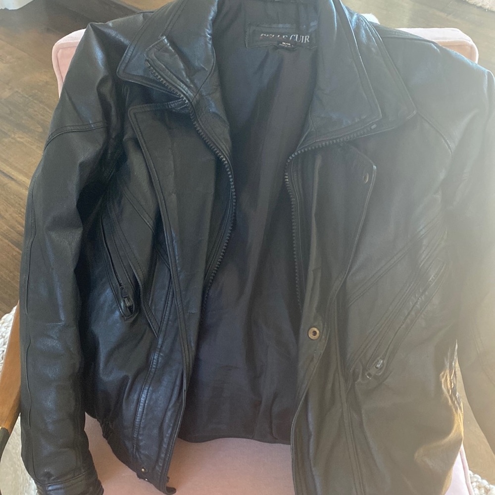 Leather bomber jacket
